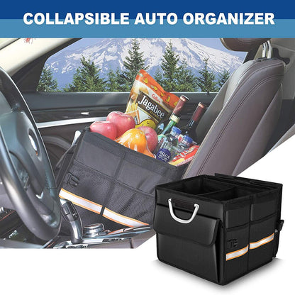 Car Trunk Organizer Foldable Cover Durable Sturdy Thickened Plate Collapsible Trunk Storage Box