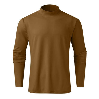 Mens High Neck Slim Fit Long Sleeve T-shirt