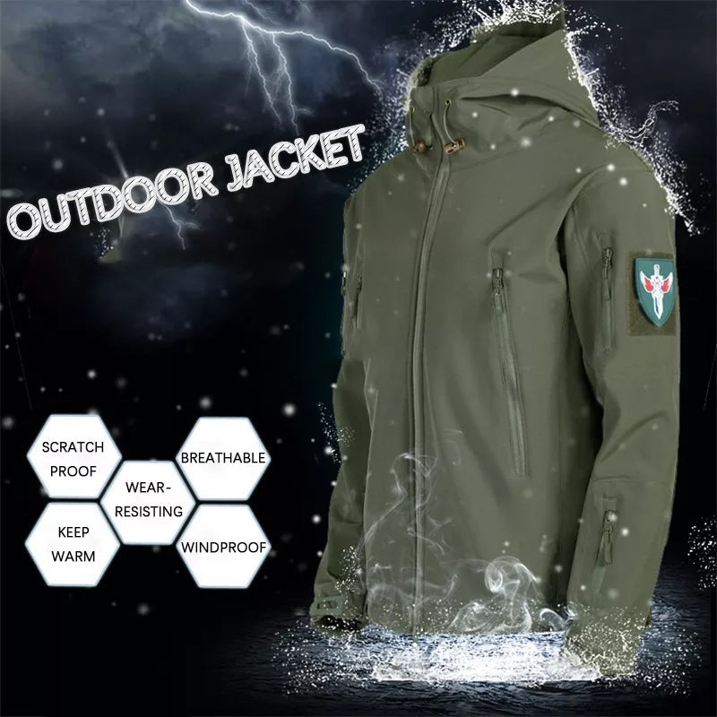 Men's Windproof Waterproof Jacket - Camouflage Hooded Mountaineering Thermal Jacket