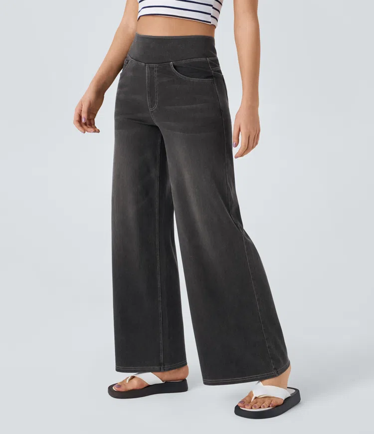 Super Stretch High-Waisted Wide Leg Jeans