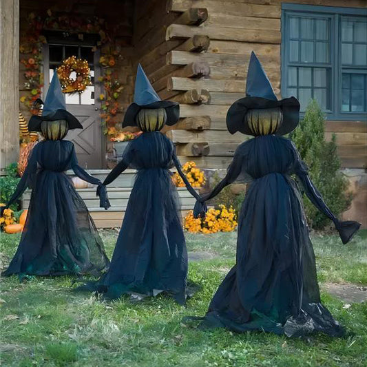 👻Lighted Halloween Triplets Witch Decoration Set