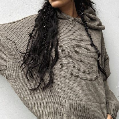 S Embossing Knitting Hoodies