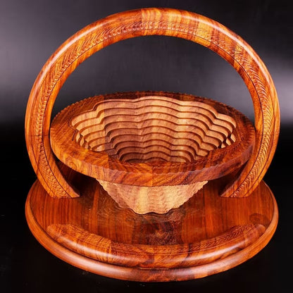 Handmade wood carving fruit plate