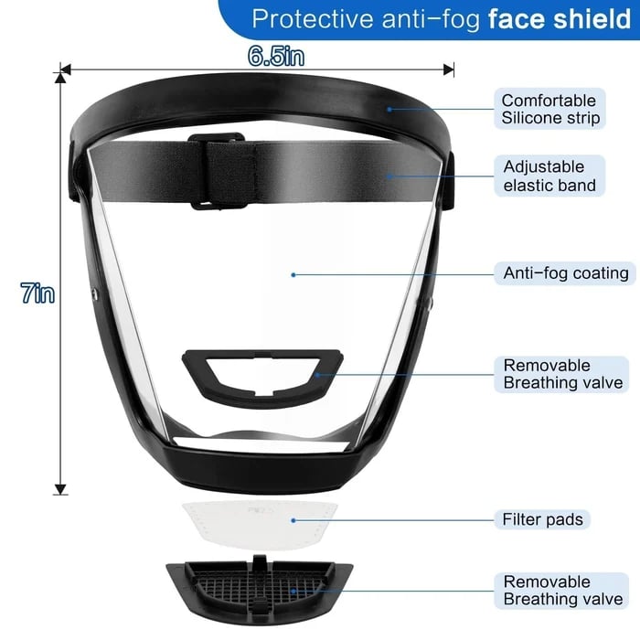 Full Face Protection Large Transparent Face Shield