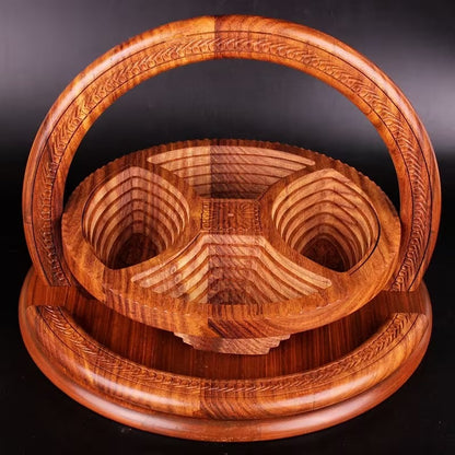 Handmade wood carving fruit plate